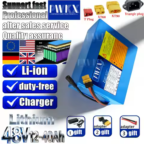 48V 40AH 35AH 28AH 21AH 18AH 15AH 12AH lithium battery pack with built-in BMS 1000W-2500W motorcycle