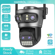 Hamrol 20MP 4 Lens 4 Screen PTZ WiFi Camera 10X Zoom 5G&2.4GHZ Human Detection Wireless CCTV O-KAM A