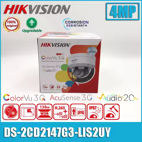 Hikvision DS-2CD2147G3-LIS2UY 4MP IP67 IK10 POE AcuSense3.0 Built-in Mic ColorVu 3.0 Dome Network Ca