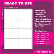 A4 Pre Cut Blank Sticker / A4 Blank Sticker (100 x 70mm x 8's)
