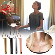 Stainless Steel Anxiety Relief Meditation Calming Necklace Brain Unisex Relax Breathing E4l6