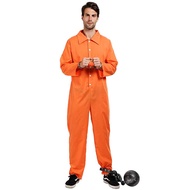 Men’s Prisoner Costume Halloween Jailbird Inmate Jumpsuit