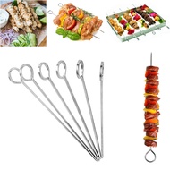 10Pcs Stainless Steel BBQ Skewer Needle / Food Roasting Skewer Stick Kitchen Tool