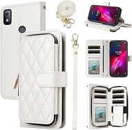 Furiet Argyle Wallet Case for T-Mobile Revvl 4 with Wrist Strap Shoulder Strap, 9+ Card Slots Zipper