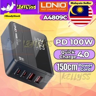 LDNIO Desktop Charger PD 100W Super Fast Charging Desktop Charger Laptop Adapter 150cm Power Cord Ch