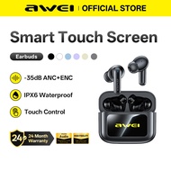 Awei T56 Touch Screen Bluetooth Earphone ANC Noise Cancelling Earbud Bass High Quality Built-in HD C