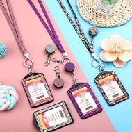 Rhinestone Lanyard For ID Badges, Bling ID Card Holder Crystal Retractable Badge Reel Neck Lanyard W