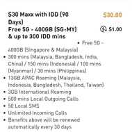 M1 Maxx (Geenet & Changi Mobile Merged) $30 Plan | 90 Days Validity | 300GB Monthly Data (SG/MY) | 1