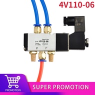 4V110-06 5 Way 2 Position 1/8" Pneumatic Solenoid Valve DC 24V DC 12V AC 110V AC220V with 4mm 6mm 8m