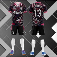 Soccer Jersey Free Custom Name and Number 1 Set Futsal Jersey Lelaki/Perempuan/kids Baju Sukan Foot 