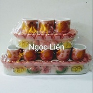 Set of 3 cups, 5 cups offering peach porcelain enamel