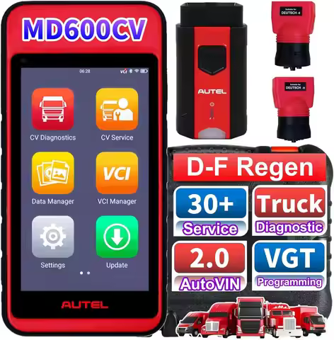 Autel MD600CV Heavy Duty Truck Scanner with D-P*F Regen/VGT Programming, Diesel Truck Full-System Di