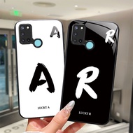 For Realme C17 RMX2101 / Realme 7i RMX2103 Tempered Glass Phone Case Lucky Initial Letter Lens Prote