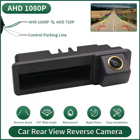 AHD 1080P CVBS Golden Lens Vehicle Trunk Handle Rearview Reverse Camera for Audi A3 8P S3 RS3 A6 Q7 