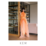 Kemissara Feather tulle Set (Top & Skirt) - New Orange