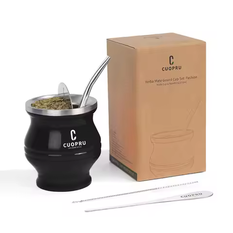 Yerba Mate Cup Bombilla Set - The 5 in 1 Yerba Mate set includes a Modern Mate Cup, Yerba Mate Shape