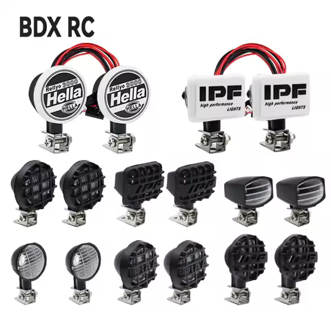 RC Car Round LED Lights Headlights Spotlight with Bracket for 1/10 Crawler Traxxas TRX4 TRX6 Axial S