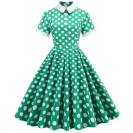 50s Hepburn Style Dress Retro Court Polka Dot Dress