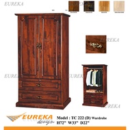 EUREKA 222 2.5ft Wardrobe/Almari Baju 2 Door Wood Durable (Deliver & Installation Klang Valley)