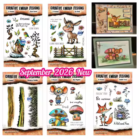 Aall& Create 5 PCS Clear Rubber Stamps Forest Critters Snail Fox Mouse Donkey Plant Stamp DIY Scrapb
