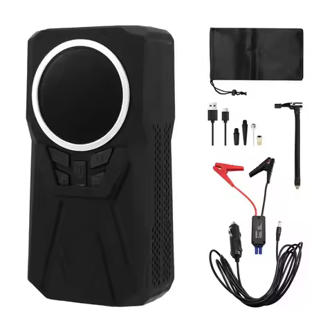 A33K-Portable For Car Jump Starter Tire Inflator With Rechargeable Battery Power Bank 5 Nozzles For 
