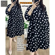 POLKANA ATASAN WANITA JUMBO LD 130 MOTIF POLKADOT TERBARU TUNIK RAYON KEKINIAN LENGAN KERUT SIZE XXX