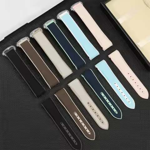 20mm Curved Interface Rubber Strap Omega Seamaster Buckle for MoonSwatch Men Women Waterproof Sports