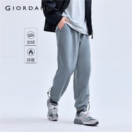GIORDANO Men Joggers Drawstring Elastic Waist Breathable Joggers Warm Fleece-Lined Simple Basic Fash