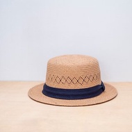 藺草編織 | 菱格紋經典平頂帽