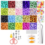 【ENC】-10500Pcs 3mm 20 Colors Glass Seed Beads for Bracelet Jewelry Making Kit, Beads Assortments Kit for Adults Girls