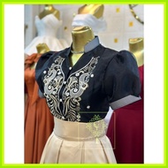 ☽ ◊    Ladies Barong Black popsleeve top and skirt