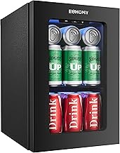 EUHOMY 6 Bottles 6 Can Wine Cooler with Glass Door, 9℃-25°F Wine Cooler Advanced Cooling Technology,