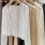 YUJIN Knitted Cardigan Loose, V-neck Hollow Ladies Shawl,  Thin Loose Solid Color Casual Tops Summer