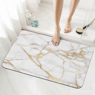 White Marble Texture Bath Mat Rugs 15.7x23.6 in, Marbling Diatomaceous Earth Bathroom Rug Fit Under 