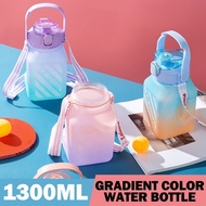 Portable Cute Kids Water Bottle With Straw Large Capacity 1300ml Sports Square Water Jug Children