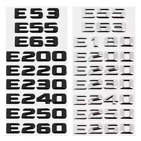 Car Tail Letter Number Emblem Sticker Rear Trunk Badge Decal for Mercedes Benz E Class E53 E55 E63 E