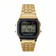 Men's/Women's Sporty Fashion Digital Watch A168WA-1, Retro Stainless Steel Strap Square Dial Watch, 
