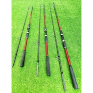 Ruby ABC 2-piece Hollow Carbon Fishing Rod 2m1-2m4-2m7-3m with bulging tip, 3-legged ring to load 10