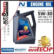 100% ORIGINAL Aisin Engine Oil Fully Synthetic with Pao + Ester SN/CF 5W30 (4L)