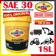 S2U Pennzoil Engine Oil SAE 30 18Liter Tractor Excavator Truck Backhoe CF/SF Minyak Hitam Lori Mesin SAE30
