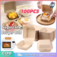 Sugarcane Burger Box 6inch Clamshell Bento Cake Boxs Eco-Friendly Biodegradable For Foods Packaging