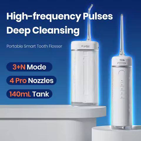 Dr.Yadent Portable Oral Irrigator YDX1 IPX7 Waterproof 4 Nozzles Water Flosser 4 Modes 140ML Water T