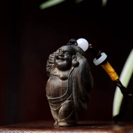 Vietnamese agarwood carving, 7cm Maitreya Buddha ornament, solid wood carving craft, enshrined in ho