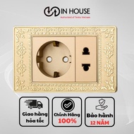 Tenko lan network socket with 2-pin wall socket, rectangular face, neoclassical pattern type TK-C8-0