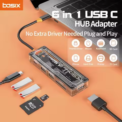 Basix usb c hub Type-C to USB3.0 HD-MI USB-C PD3.0 Data2.0 SD TF hub docking station for MacBook Air