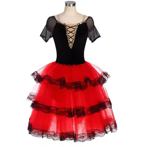 Ballet Dress Long Professional Ballet Tutu For Girls Children Red Giselle Ballerina Costumes Adult W