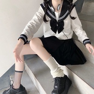 Japanese School Girl Uniform Plus Size JK Black Sailor Basic Cartoon Navy Sailor Uniform sets Navy C