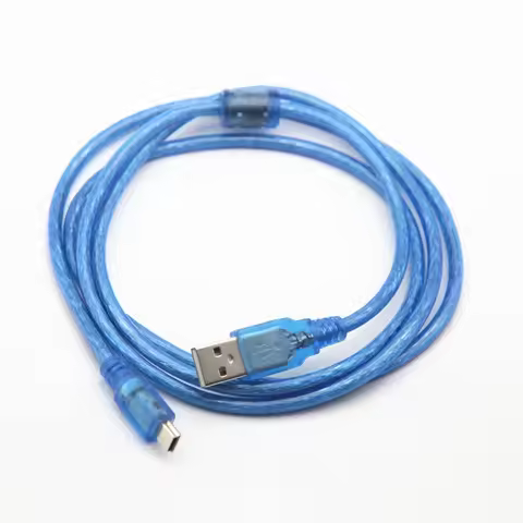 1PCS Mini USB to T Port 5P Data Cable Transparent Blue 2.0 USB Car Cable 1.5/3/5m