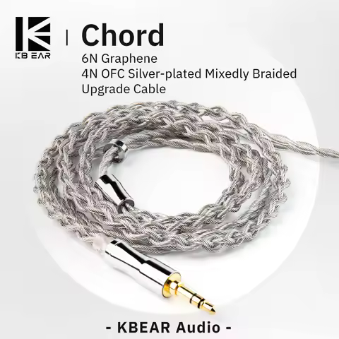 KBEAR Chord 6N Graphene+4N OFC Silver-plated Mixedly Braided Upgrade Cable With MMCX/2Pin Connector 