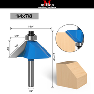 (45 DEGREE)1/4" Shank 45 Degree Bevel Edge Chamfer Cutter Router Bit for wood 45 Degree Woodworking